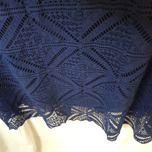 Kings Road Navy Lace Sleeveless Maxi Dress Elastic Stretch Waist Size XL - Picture 5 of 10